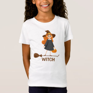 Camiseta Feiticeira bonita no Dia das Bruxas da Faculdade E
