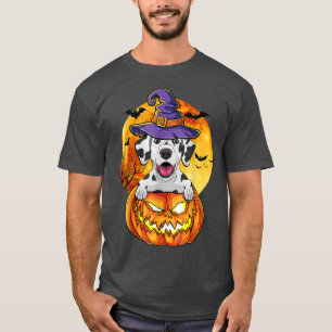 Camiseta Feiticeira Dalmaciana Pumpkin Cão de Halloween Eng