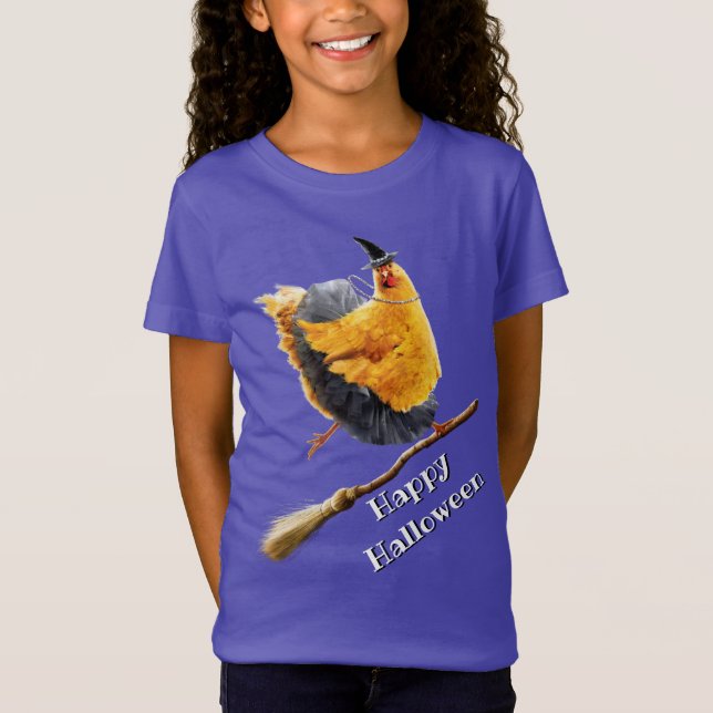 Camiseta Feiticeira de Frango na Broomstick (Frente)