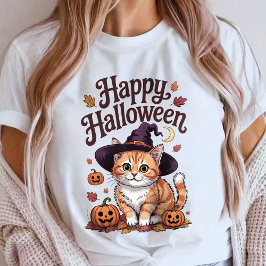 Camiseta Feiticeira de gato assustada