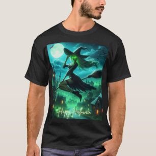 Camiseta Feiticeira de Halloween verde-Spooky