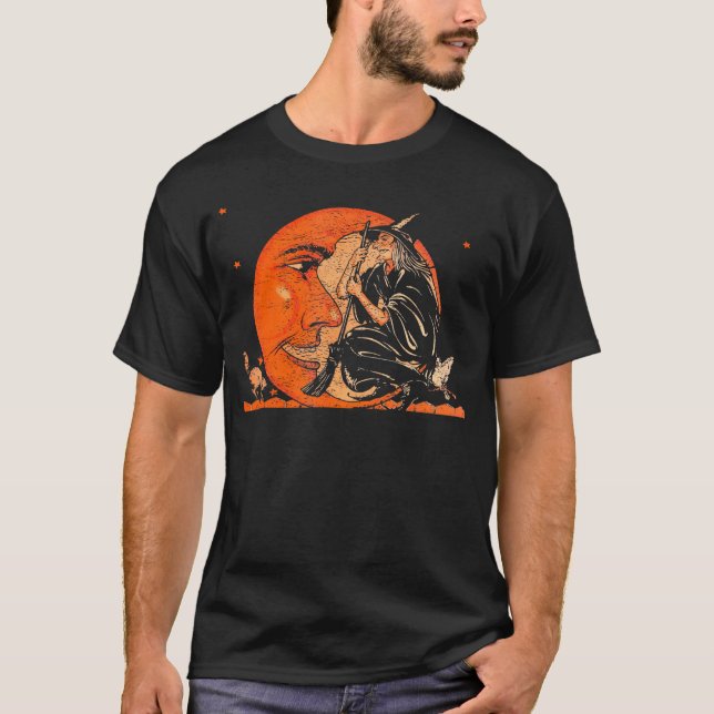 Camiseta Feiticeira excelente E Halloween Lua (Frente)