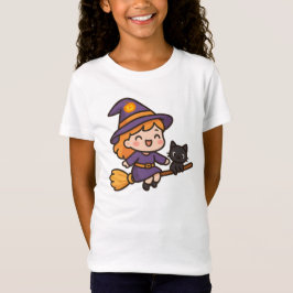 Camiseta Feiticeira Kawaii e Design de Halloween de Cat