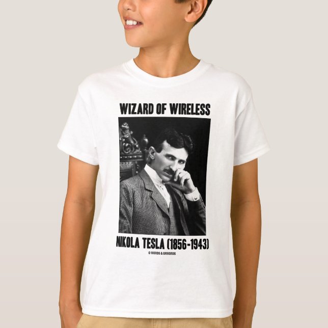 Camiseta Feiticeiro de Nikola Tesla sem fio (Frente)