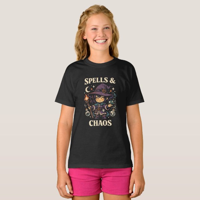 Camiseta Feitiços e Caos Bruxa Fofa – Presente de Magia Neg (Frente Completa)