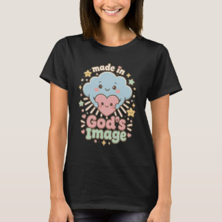 Camiseta Feito À Imagem De Deus Design Cristão Kawaii Fofo 