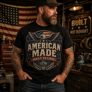 Camiseta Feito Americano Construído Para Durar Est. 1776 Am