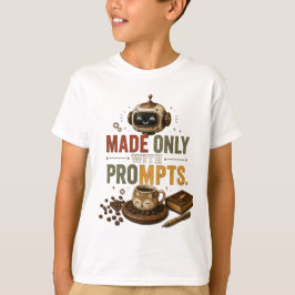 Camiseta Feito Apenas Com Prompts Engraçado Ai Café Robô Re