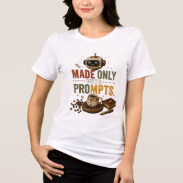 Camiseta Feito Apenas Com Prompts Engraçado Ai Café Robô Re