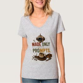 Camiseta Feito Apenas Com Prompts Engraçado Ai Café Robô Re