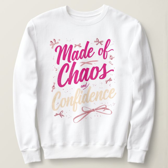 Camiseta Feito de Caos e Confiança Rosa Atitude (Frente do Design)