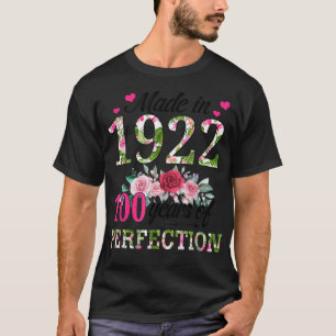 Camiseta Feito Em 1922, Floral, 100 Anos, 100º Aniversário 
