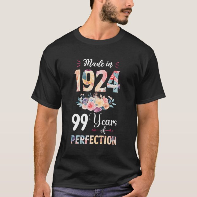 Camiseta Feito Em 1924 Floral 99 99º (Frente)