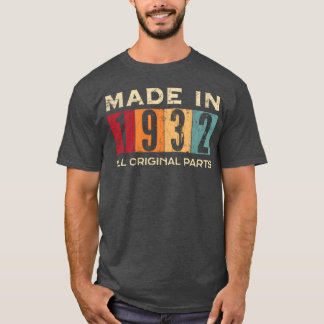 Camiseta Feito Em 1932 90º Aniversário 90 Tudo Original P r