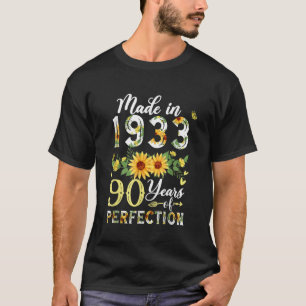 Camiseta Feito Em 1933, Girassol, 90 Anos, 90, Aniversário
