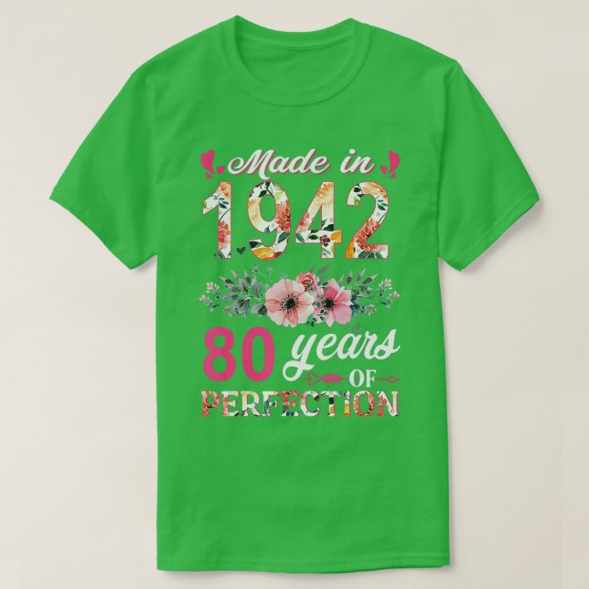 Camiseta Feito Em 1942, Presente De Aniversário De 80 De 80 (Frente do Design)