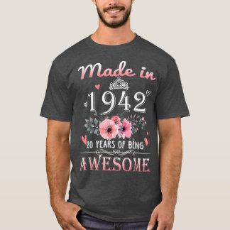 Camiseta Feito Em 1942, Presente De Aniversário De 80 De 80