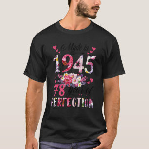 Camiseta Feito Em 1945, Floral, 78 Anos, 78 Anos