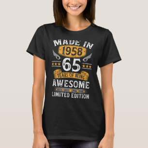Camiseta Feito Em 1958, 65 Anos, 65 Anos, Dia De Nascimento