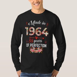 Camiseta Feito Em 1964, Floral 58 Anos 58 Anos