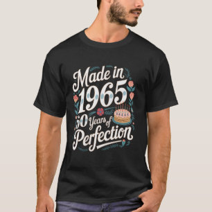 Camiseta Feito em 1965 60 Anos de Perfeição Bolo de Anivers