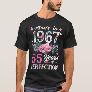 Camiseta Feito em 1967, Floral Vintage, 55.º aniversário pa