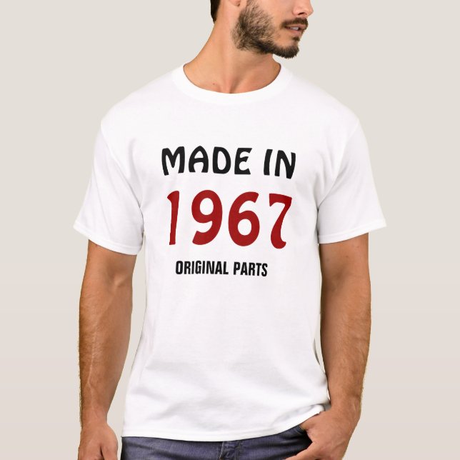Camiseta Feito em 1967, Peças Originais (Frente)