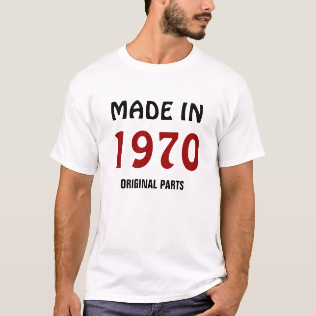 Camiseta Feito em 1970, em peças originais, (Frente)