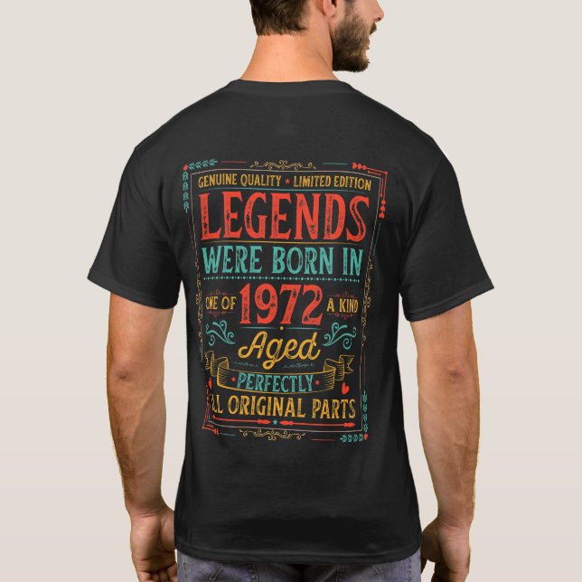 Camiseta Feito Em 1972, Aos 50 Anos, Presentes De 50 Anos (Verso)