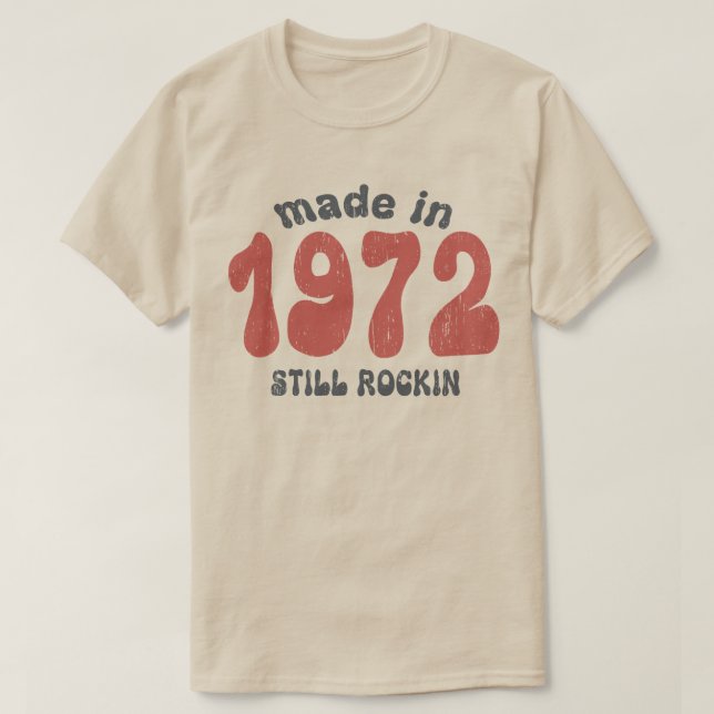 Camiseta Feito em 1972, com números de safra ainda em balan (Frente do Design)
