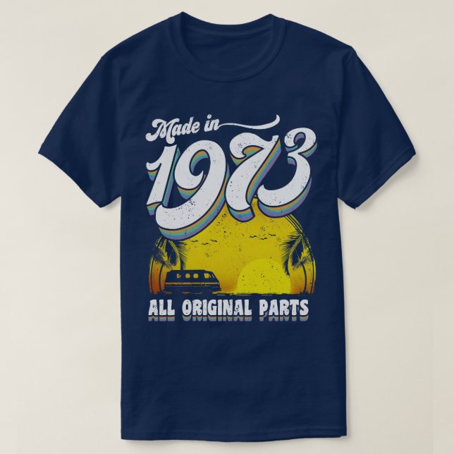 Camiseta Feito em 1973, todas as peças originais 1 (Frente do Design)
