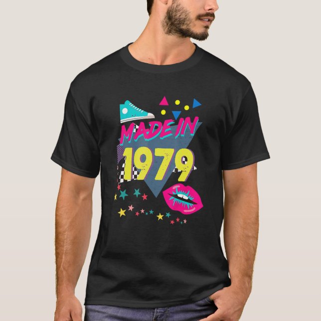 Camiseta Feito em 1979 43º aniversário 80s 90s 1990s N.os 1 (Frente)