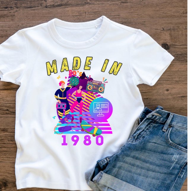 Camiseta Feito em 1980 (Criador carregado)