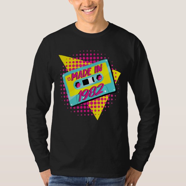 Camiseta Feito em 1982 aniversário de 40 anos 80s 90s 1990s (Frente)