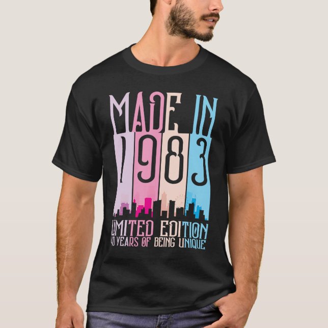 Camiseta Feito Em 1983, 40 Anos Sendo Um Aniversário Único (Frente)