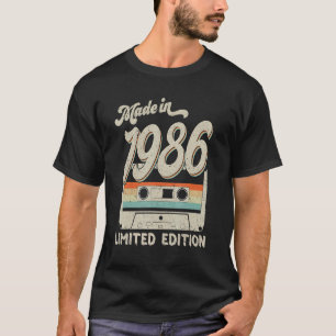 Camiseta Feito Em 1986, Cassette Vintage, 37º Aniversário