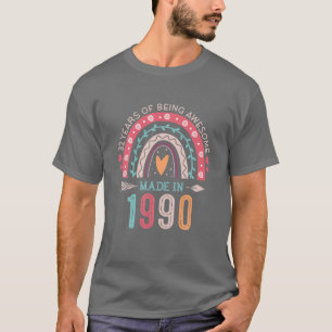 Camiseta Feito Em 1990, 32 Anos, Rainbow 32º Aniversário Gi
