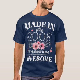 Camiseta Feito Em 2008, Presente De Aniversário De 14 De 14