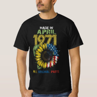 Camiseta Feito Em Abril De 1971, Todas As Partes Originais,