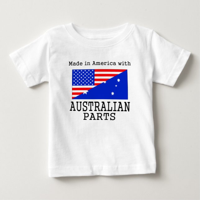 Camiseta Feito em América com peças australianas (Frente)