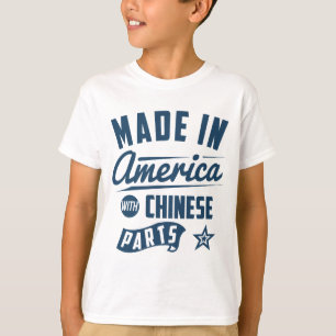 Camiseta Feito em América com peças chinesas