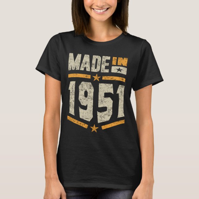 Camiseta Feito Em Aniversário De 1951 (Frente)