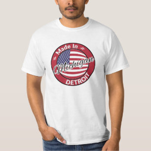 Camiseta Feito em Detroit Michigan USA Flag