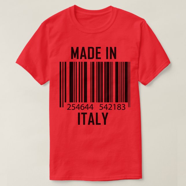 Camiseta Feito Em Itália, Código De Barras Engraçado (Frente do Design)