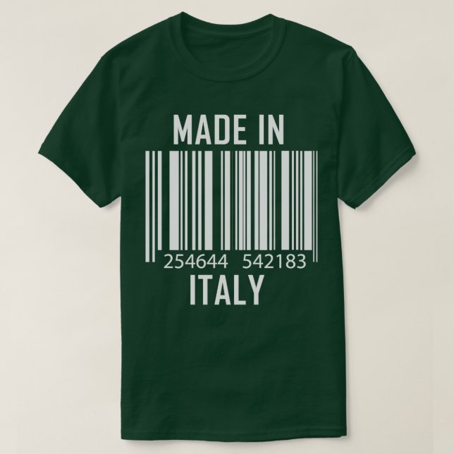 Camiseta Feito Em Itália, Código De Barras Engraçado 1 (Frente do Design)