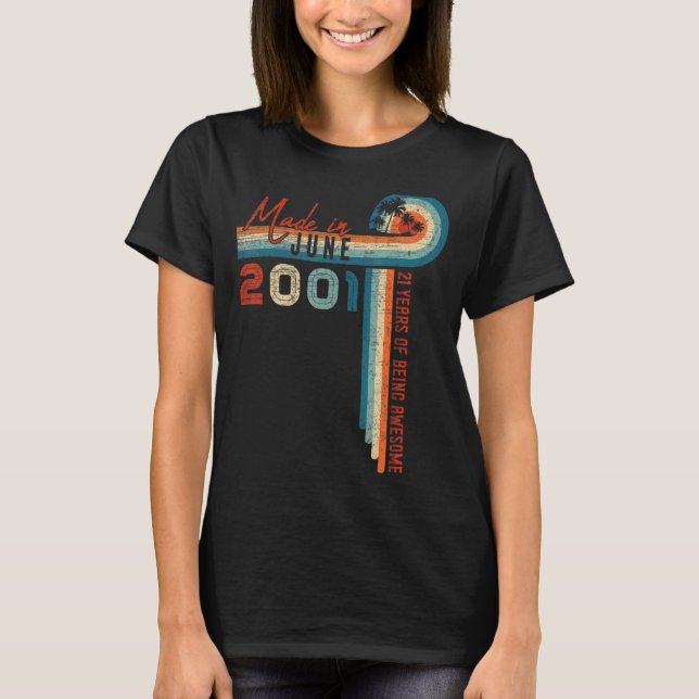 Camiseta Feito Em Junho De 2001, Em 21 De Aniversário, 21 A (Frente)