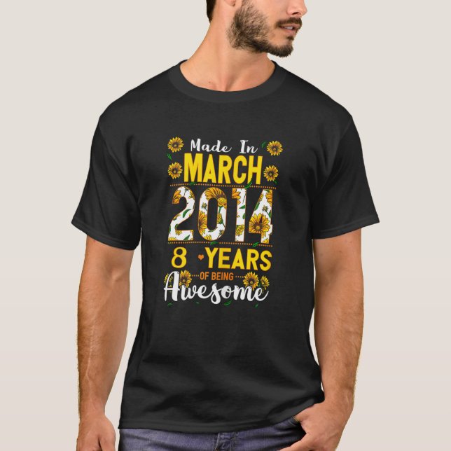 Camiseta Feito Em Março De 2014, Com 8 Anos, Roupa De Anive (Frente)