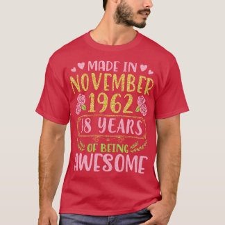 Camiseta Feito Em Novembro De 1962 Feliz Aniversário 58 Ano