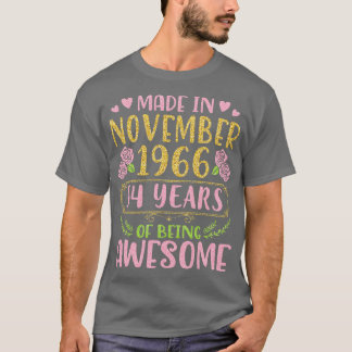 Camiseta Feito Em Novembro De 1966 Feliz Aniversário 54 Ano