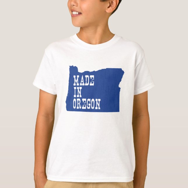 Camiseta Feito Em Oregon Map Shape Blue Background Kids (Frente)